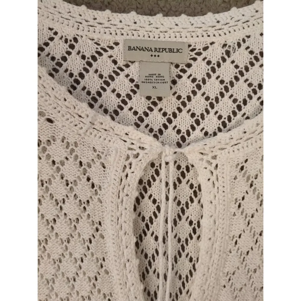Banana Republic Open Knit Tunic Women’s XL Cotton Boho Beach Cover Up Long
